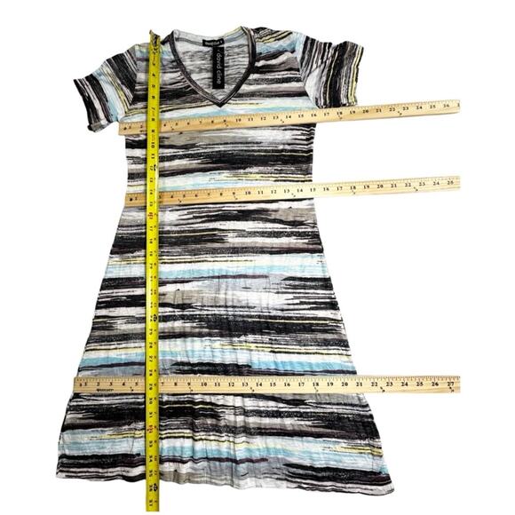 NWT David Cline V-Neck Short Sleeve T-Shirt Dress SZ Small Black Stripe $119 - Picture 15 of 15